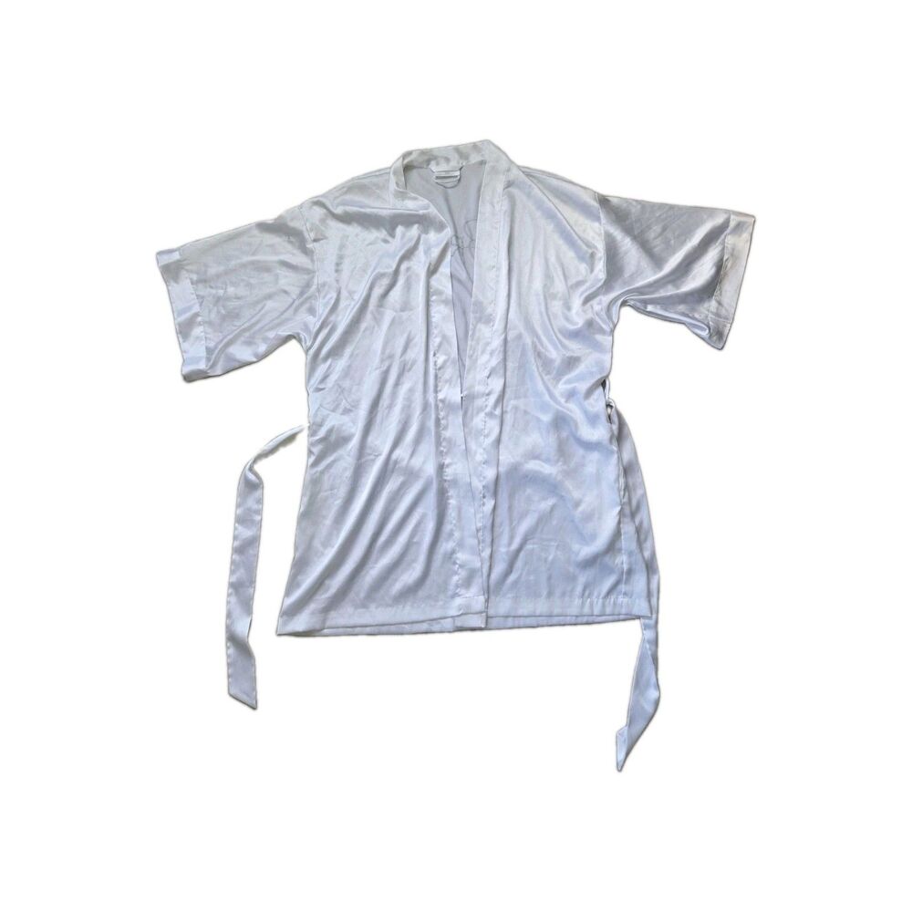 Victoria's Secret Bride White Satin Kimono Robe One Size Rhinestone Bridal EUC